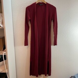 White House Black Market Wool Blend Ribbed Open Cardigan Duster Size S